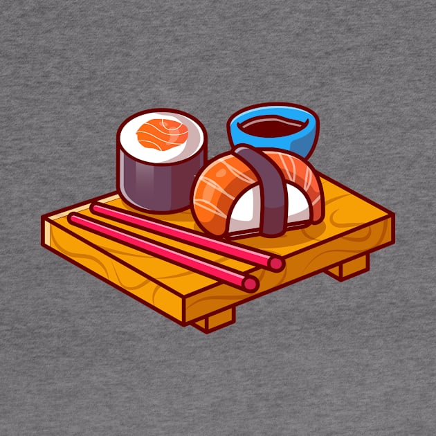 Sushi With Chopstick Cartoon Illustration by Catalyst Labs